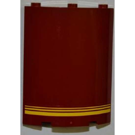Cylinder Quarter 4 x 4 x 6 with 3 Yellow Stripes Pattern (Sticker) - Set 7637