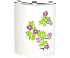 Cylinder Quarter 4 x 4 x 6 with Bright Pink and Dark Pink Flowers, Leaves and Brick Wall Pattern on Right (Sticker) - Set 41052