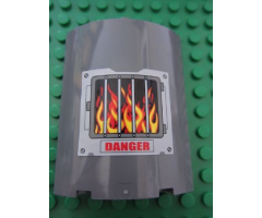 Cylinder Quarter 4 x 4 x 6 with 'DANGER' and Fire Pattern (Sticker) - Set 7596