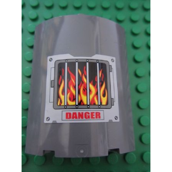 Cylinder Quarter 4 x 4 x 6 with 'DANGER' and Fire Pattern (Sticker) - Set 7596