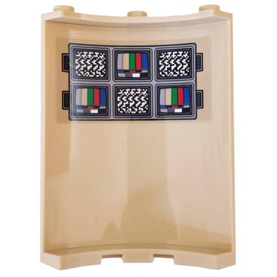 Cylinder Quarter 4 x 4 x 6 with 6 Television Screens with Color Bars Tests and Static Pattern on Inside (Sticker) - Set 76157