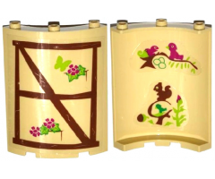 Cylinder Quarter 4 x 4 x 6 with Birds, Squirrel on Inside and Wood Window Frame, Butterfly, Flowers, Leaves on Outside Pattern (Stickers) - Set 41054