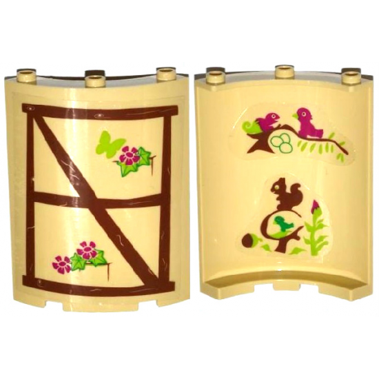 Cylinder Quarter 4 x 4 x 6 with Birds, Squirrel on Inside and Wood Window Frame, Butterfly, Flowers, Leaves on Outside Pattern (Stickers) - Set 41054