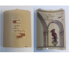 Cylinder Quarter 4 x 4 x 6 with Brick Wall Outside and Bird (HP Fawkes), Columns with Arches, and Brick Wall Inside Pattern (Stickers) - Set 75948