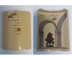 Cylinder Quarter 4 x 4 x 6 with Brick Wall Outside and Sorting Hat, Columns with Arches, and Brick Wall Inside Pattern (Stickers) - Set 75948