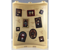Cylinder Quarter 4 x 4 x 6 with Bricks and Nine Portraits Pattern on Inside (Sticker) - Set 71043