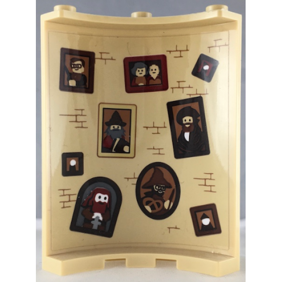 Cylinder Quarter 4 x 4 x 6 with Bricks and Nine Portraits Pattern on Inside (Sticker) - Set 71043