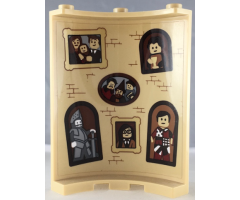 Cylinder Quarter 4 x 4 x 6 with Bricks and Six Portraits with Knight Pattern on Inside (Sticker) - Set 71043