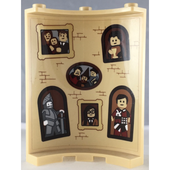 Cylinder Quarter 4 x 4 x 6 with Bricks and Six Portraits with Knight Pattern on Inside (Sticker) - Set 71043