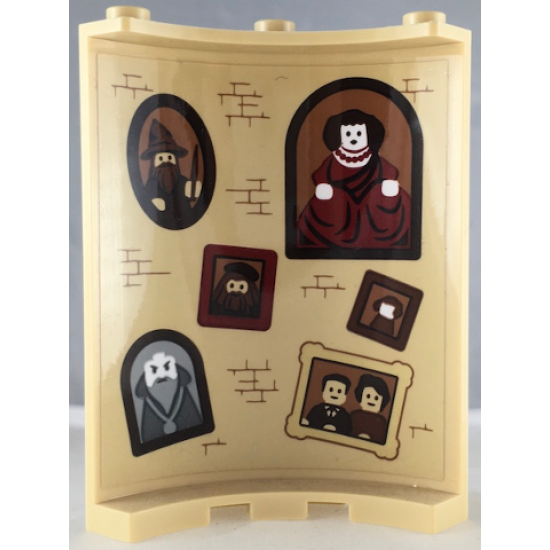 Cylinder Quarter 4 x 4 x 6 with Bricks and Six Portraits with Wizard Pattern on Inside (Sticker) - Set 71043