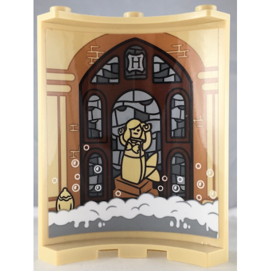 Cylinder Quarter 4 x 4 x 6 with Bricks, Bubbles, Stained Glass Windows and Mermaid Pattern on Inside (Sticker) - Set 71043