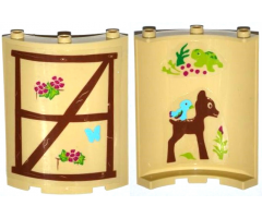 Cylinder Quarter 4 x 4 x 6 with Turtle, Bird, Fawn on Inside and Wood Window Frame, Butterfly, Flowers on Outside Pattern (Stickers) - Set 41054