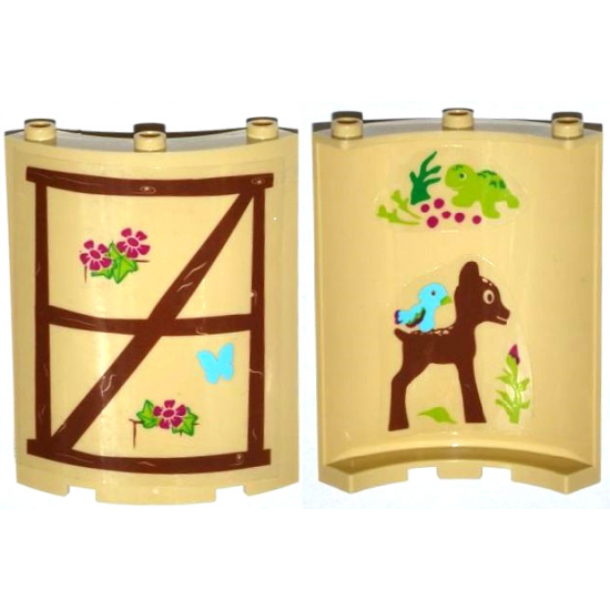 Cylinder Quarter 4 x 4 x 6 with Turtle, Bird, Fawn on Inside and Wood Window Frame, Butterfly, Flowers on Outside Pattern (Stickers) - Set 41054