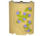 Cylinder Quarter 4 x 4 x 6 with Lavender and Medium Blue Flowers, Leaves and Brick Wall Pattern on Right (Sticker) - Set 41051