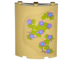 Cylinder Quarter 4 x 4 x 6 with Lavender and Medium Blue Flowers, Leaves and Brick Wall Pattern on Right (Sticker) - Set 41051