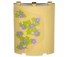 Cylinder Quarter 4 x 4 x 6 with Lavender and Medium Blue Flowers, Leaves and Brick Wall Pattern on Left (Sticker) - Set 41051