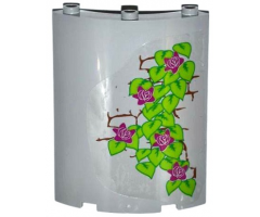 Cylinder Quarter 4 x 4 x 6 with 5 Magenta Flowers, Leaves and Brick Wall Pattern on Right (Sticker) - Set 41054
