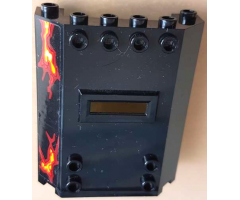 Panel 2 x 6 x 6 with Window Slot with 2 Dark Red and Bright Light Orange Lava Cracks Pattern (Sticker) - Set 70323