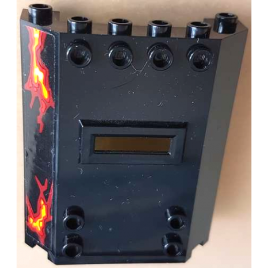 Panel 2 x 6 x 6 with Window Slot with 2 Dark Red and Bright Light Orange Lava Cracks Pattern (Sticker) - Set 70323