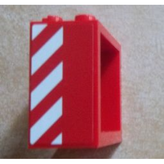 Window 2 x 4 x 3 Frame - Hollow Studs with Red and White Danger Stripes Pattern on Left Side (Sticker) - Set 60023