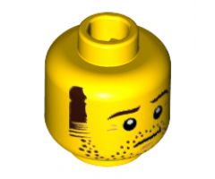 Minifigure, Head Beard Stubble, Sideburns, Eyebrows, Crow's Feet Pattern - Hollow Stud