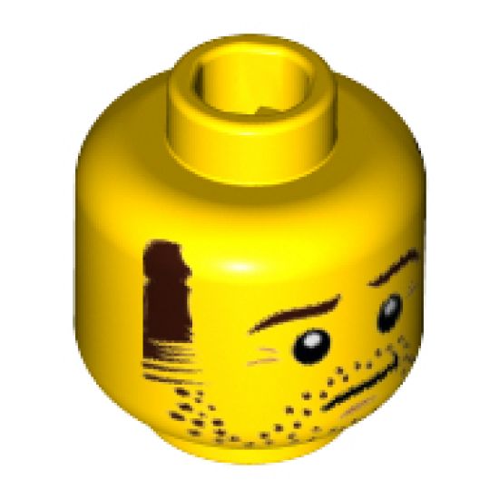 Minifigure, Head Beard Stubble, Sideburns, Eyebrows, Crow's Feet Pattern - Hollow Stud
