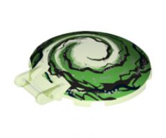 Dish 6 x 6 Inverted - No Studs with Bar Handle with Black and Bright Green Swirl Pattern