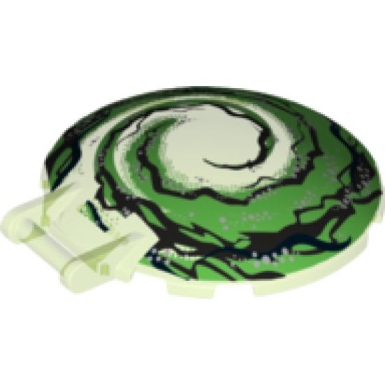 Dish 6 x 6 Inverted - No Studs with Bar Handle with Black and Bright Green Swirl Pattern