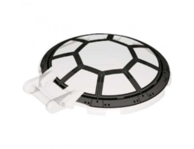 Dish 6 x 6 Inverted - No Studs with Bar Handle with SW 8 Spoke Dark Bluish Gray Frame and Rivets TIE Cockpit Pattern