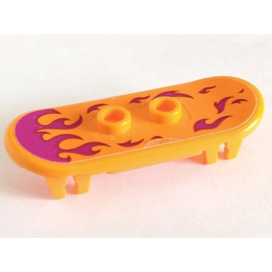 Minifigure, Utensil Skateboard with Trolley Wheel Holders with Magenta Flame Pattern (Sticker) - Set 41335