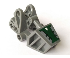 Bionicle Foot with Ball Joint Socket 3 x 6 x 2 1/3 with Dark Green Cover and White Triangle Pattern (Sticker) - Set 8100