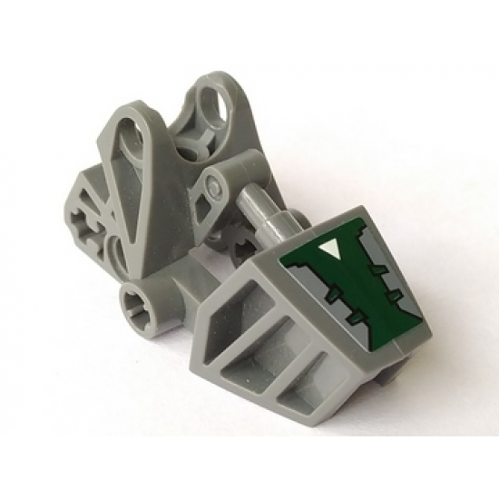 Bionicle Foot with Ball Joint Socket 3 x 6 x 2 1/3 with Dark Green Cover and White Triangle Pattern (Sticker) - Set 8100