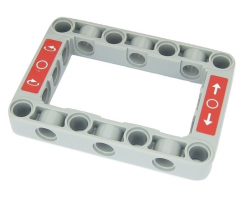 Technic, Liftarm 5 x 7 Open Center Frame Thick with White Circles and Arrows on Red Background Pattern (Stickers) - Set 42054