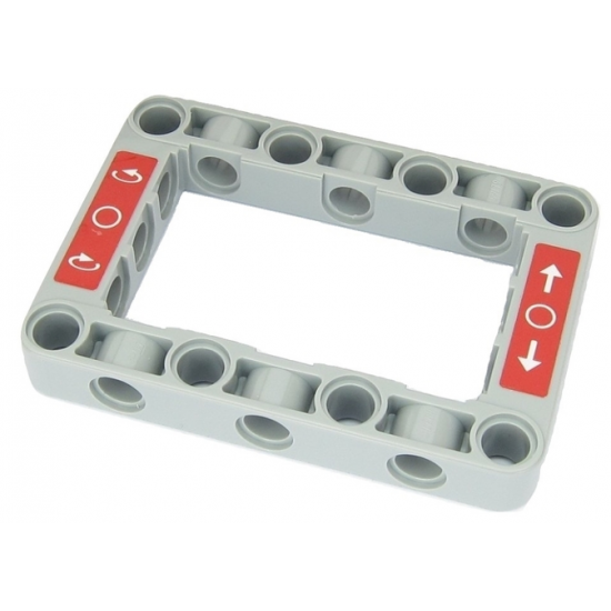 Technic, Liftarm 5 x 7 Open Center Frame Thick with White Circles and Arrows on Red Background Pattern (Stickers) - Set 42054