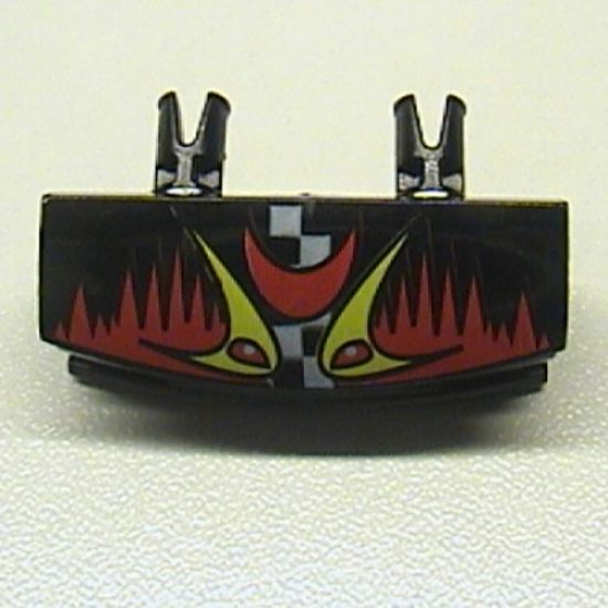 Vehicle Grille 1 x 4 with Two Pins with Flames and Eyes Pattern