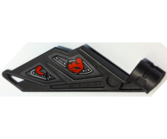 Bionicle Wing Small / Tail with Axle Hole with Red Snake and Silver Armor Plates Pattern Model Left Side (Stickers) - Set 70624