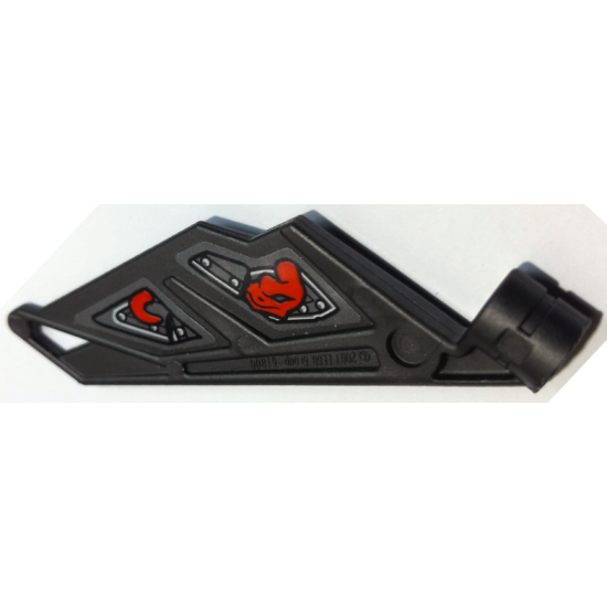 Bionicle Wing Small / Tail with Axle Hole with Red Snake and Silver Armor Plates Pattern Model Left Side (Stickers) - Set 70624