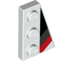 Wedge, Plate 3 x 2 Right with Black, Dark Bluish Gray and Red Racing Stripes Pattern