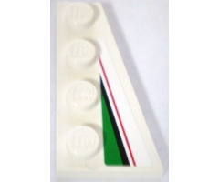 Wedge, Plate 4 x 2 Right with Red, Black and Large Green Pattern (Sticker) - Set 8898