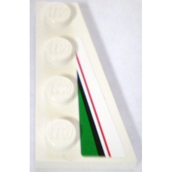 Wedge, Plate 4 x 2 Right with Red, Black and Large Green Pattern (Sticker) - Set 8898
