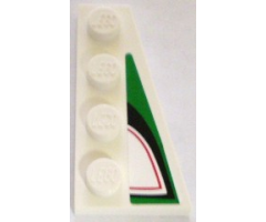 Wedge, Plate 4 x 2 Right with Angled Red, Black and Green Pattern (Sticker) - Set 8898