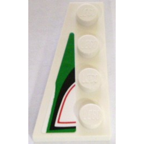Wedge, Plate 4 x 2 Left with Angled Red, Black and Green Pattern (Sticker) - Set 8898