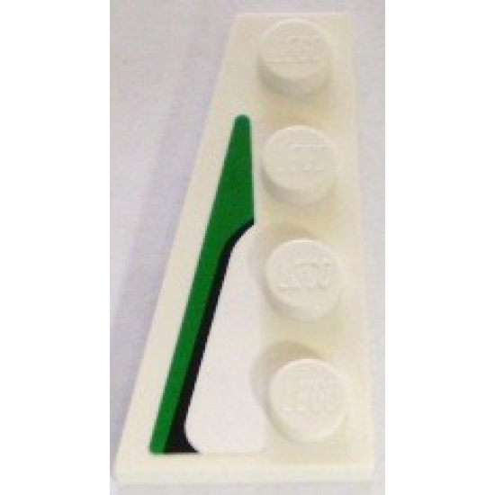 Wedge, Plate 4 x 2 Left with Black and Green Pattern (Sticker) - Set 8898