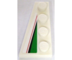 Wedge, Plate 4 x 2 Left with Red, Black and Large Green Pattern (Sticker) - Set 8898