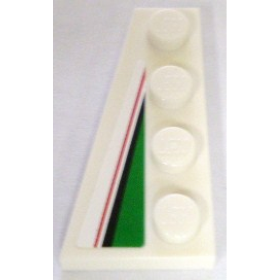 Wedge, Plate 4 x 2 Left with Red, Black and Large Green Pattern (Sticker) - Set 8898