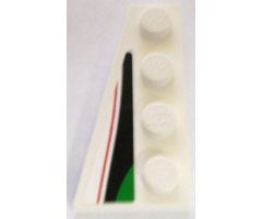 Wedge, Plate 4 x 2 Left with Red, Black and Small Green Pattern (Sticker) - Set 8898