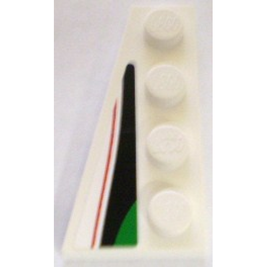Wedge, Plate 4 x 2 Left with Red, Black and Small Green Pattern (Sticker) - Set 8898