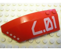 Wedge 8 x 3 x 2 Open Left with White Stars and 'L.01' Pattern (Stickers) - Set 7701