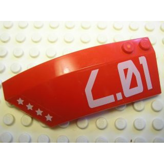 Wedge 8 x 3 x 2 Open Left with White Stars and 'L.01' Pattern (Stickers) - Set 7701