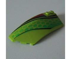 Wedge 8 x 3 x 2 Open Left with Red and Black Stripes and Green Scales Pattern